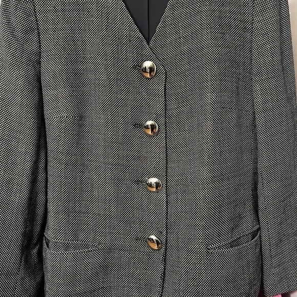 AKRIS Gray Wool Houndstooth Trench Coat Blazer 14/46 - Picture 8 of 12